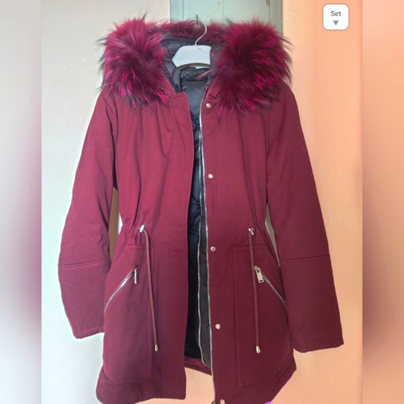 Intuition burgundy parka coat jacket Small size 36 - Picture 1 of 9